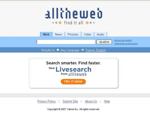 Moteur de recherche All the Web